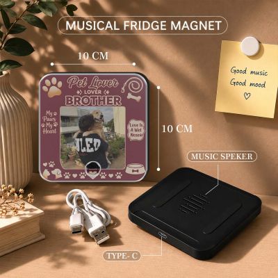 Personalized Gift for Pet Lover, Custom Musical Fridge Magnet with Photo & Song, Pet Lover Keepsake for Dog & Cat Lovers, Pet Memory Gift, Birthday Gift for Pet Parents